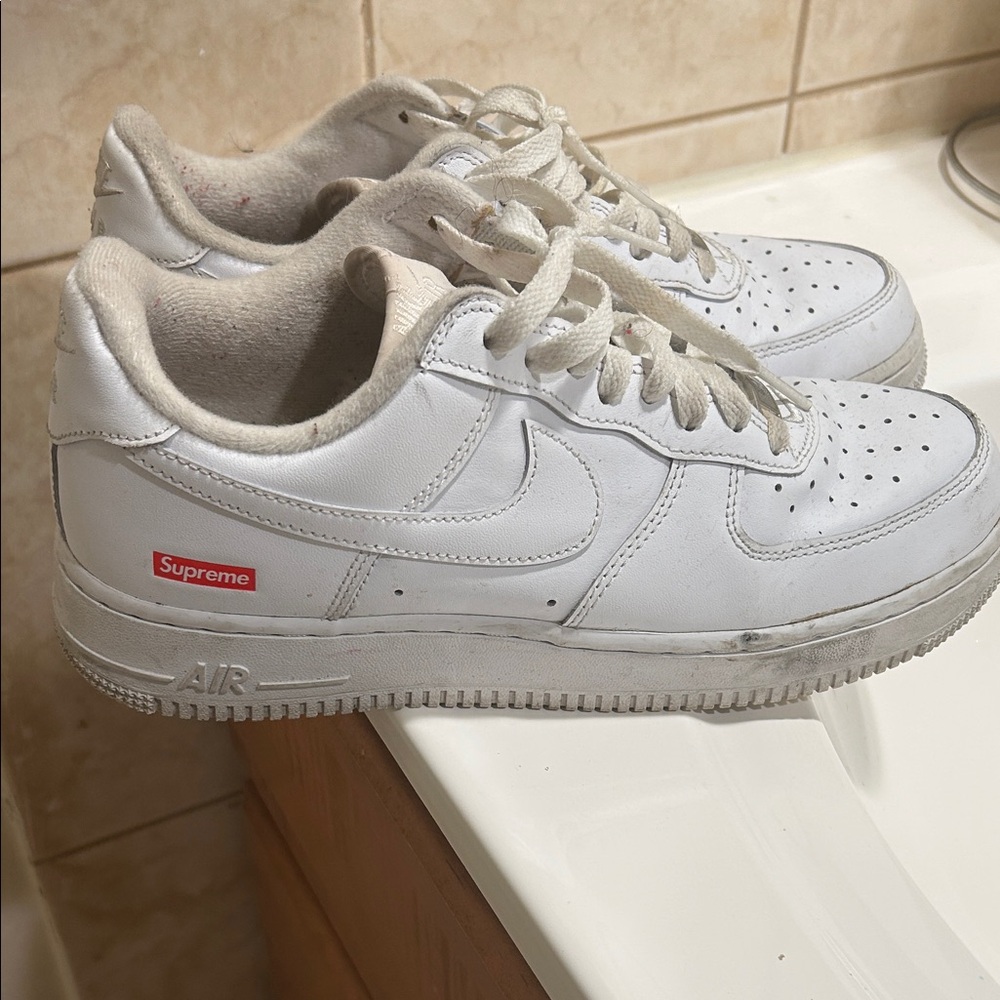 Supreme White Leather Sneakers
